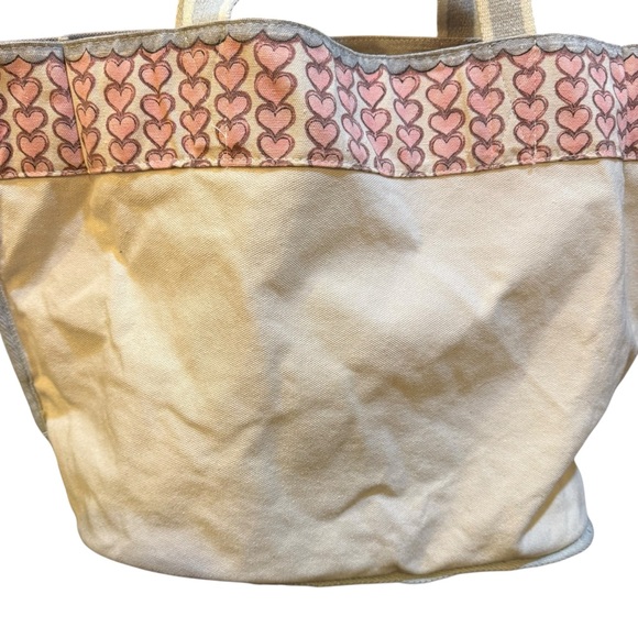 Tom Clancy for Brighton Canvas Pink and Cream Canvas Heart Tote - Picture 6 of 12